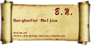Berghofer Melina névjegykártya